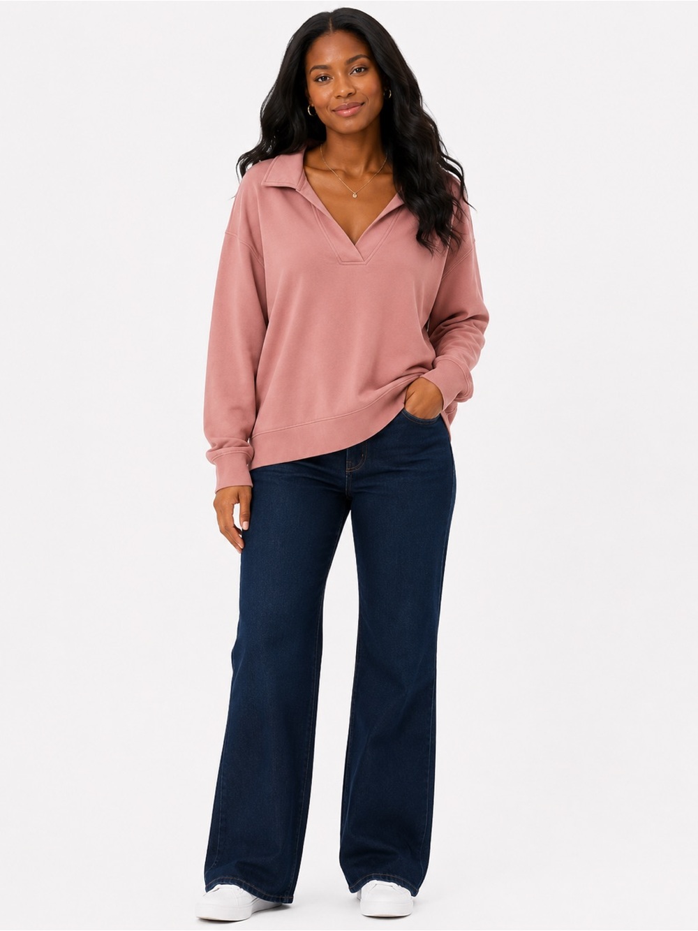 Universal Thread Pink Fleece Collared Pullover – Size XXL